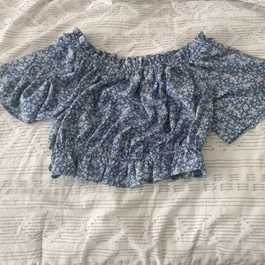 She + Sky Off the Shoulder Crop Top